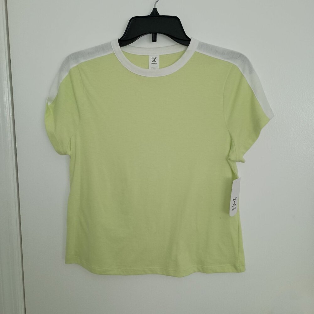 NWT Xersion lime green white tshirt size S